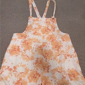 Women's Floral Jumpsuit in Orange and White
